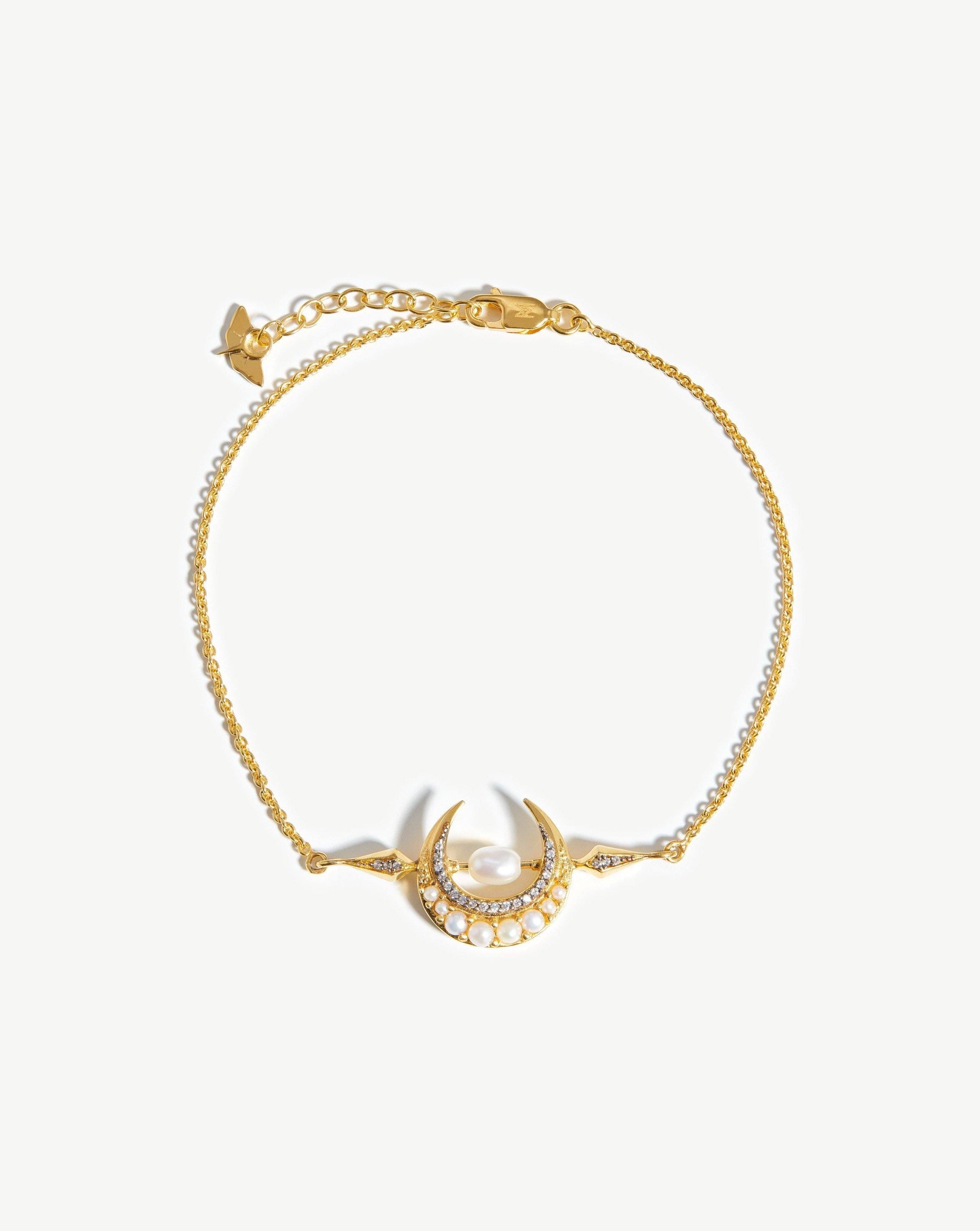 Harris Reed Crescent Moon Pearl Bracelet | 18ct Gold Plated Vermeil/Pearl Bracelets Missoma 